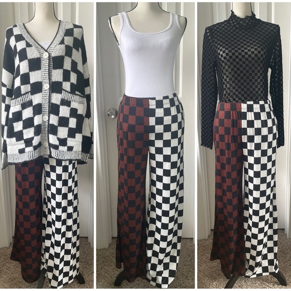 Stylish Black and White Checkered Women's Cardigan - Picture 7 of 7